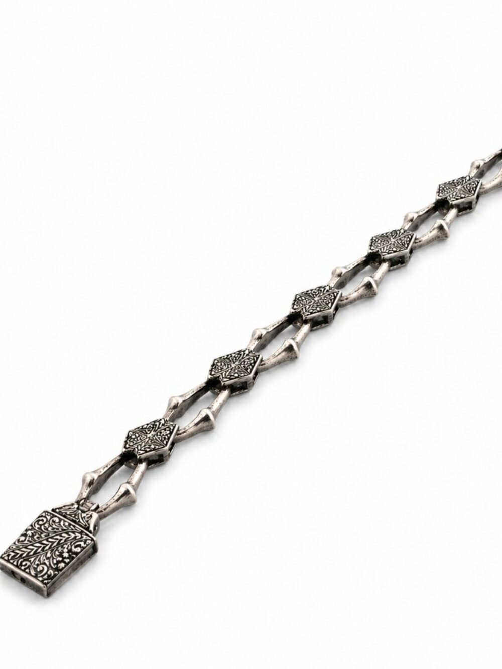 Heavy Sterling Silver Engraved Link Bracelet 53g Statement